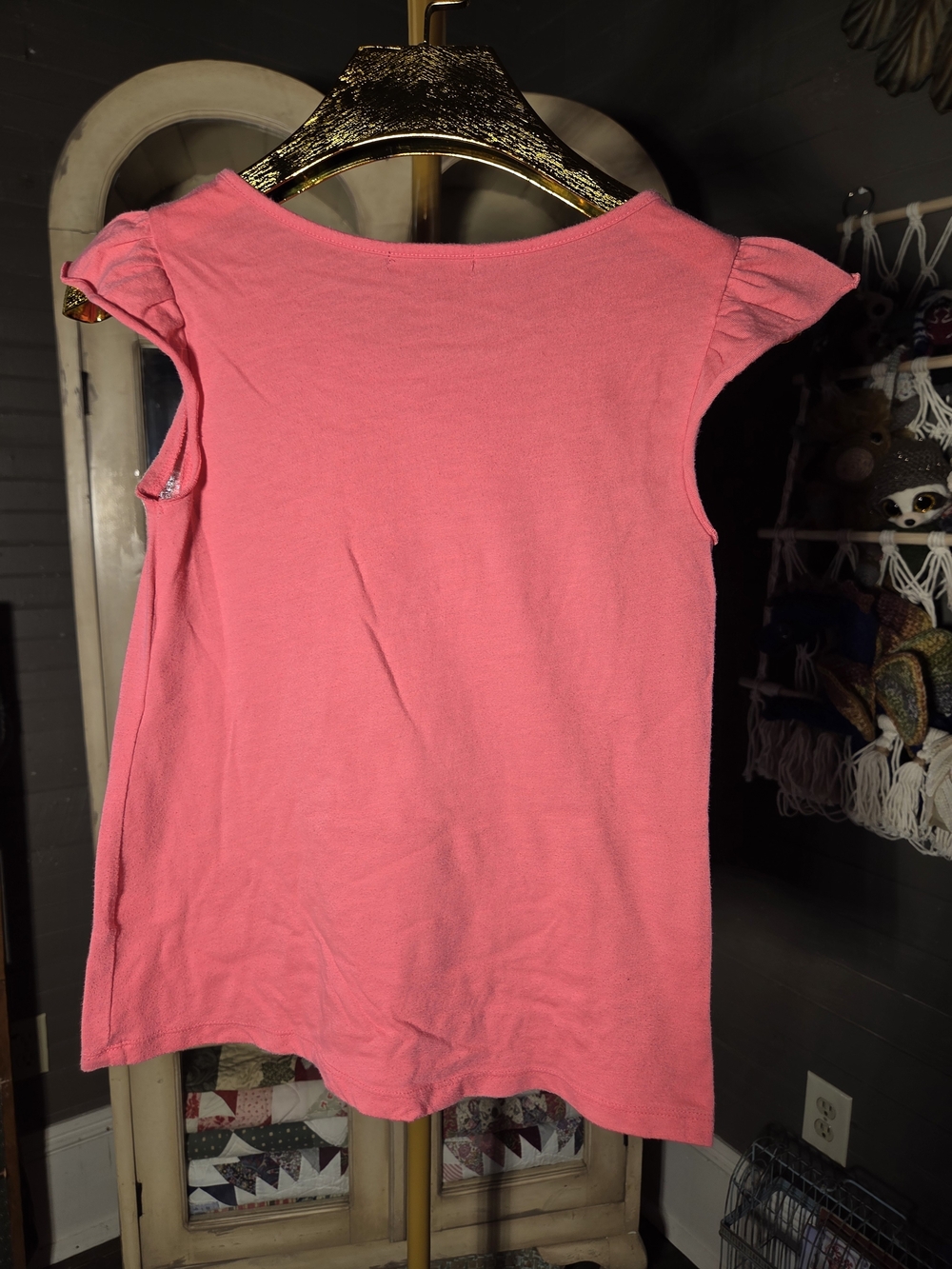 GAP Girls' Coral Pink Ruffle Front Short Sleeve Tee - Picture 3 of 3